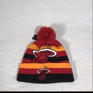 Adidas NBA Miami Heat Hat Beanie One Size Pom Pom Winter Hat NWT